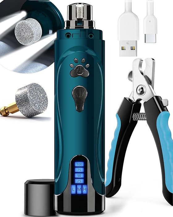 YABIFE Dog Nail Trimmers and Dog Nail Clippers Kit, Whisper Quiet Electric Grinder with Light, fo... | Amazon (US)