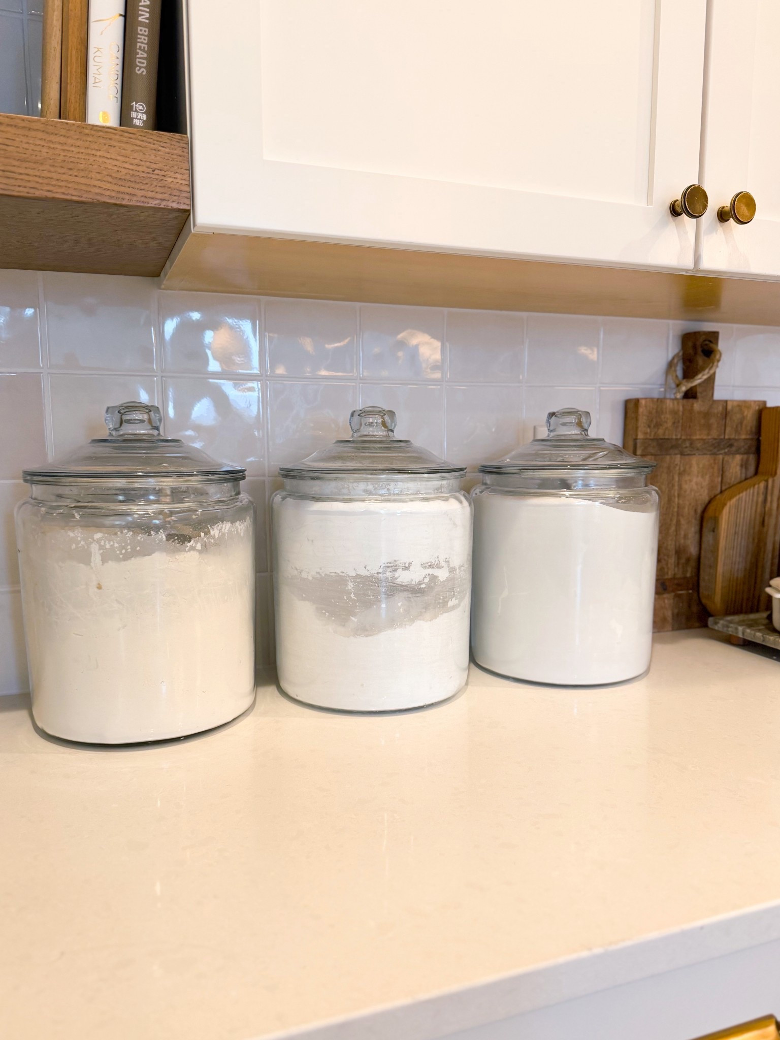 My glass jars (I use for flour, powdered sugar and sugar) 

2 gallon size 