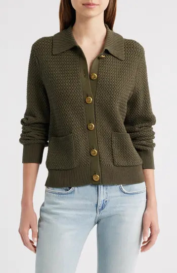 rag & bone Jaz Basketweave Cardigan in Olive at Nordstrom Rack, Size Large | Nordstrom Rack