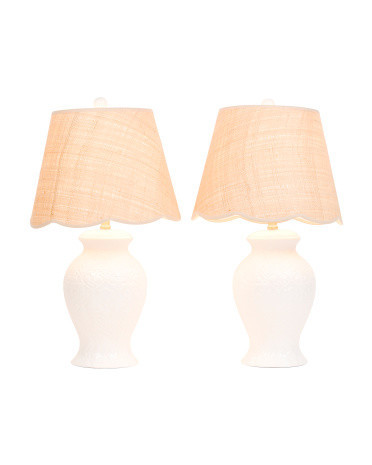 2pk 26in Ceramic Table Lamps With Woven Rattan Shade | Marshalls
