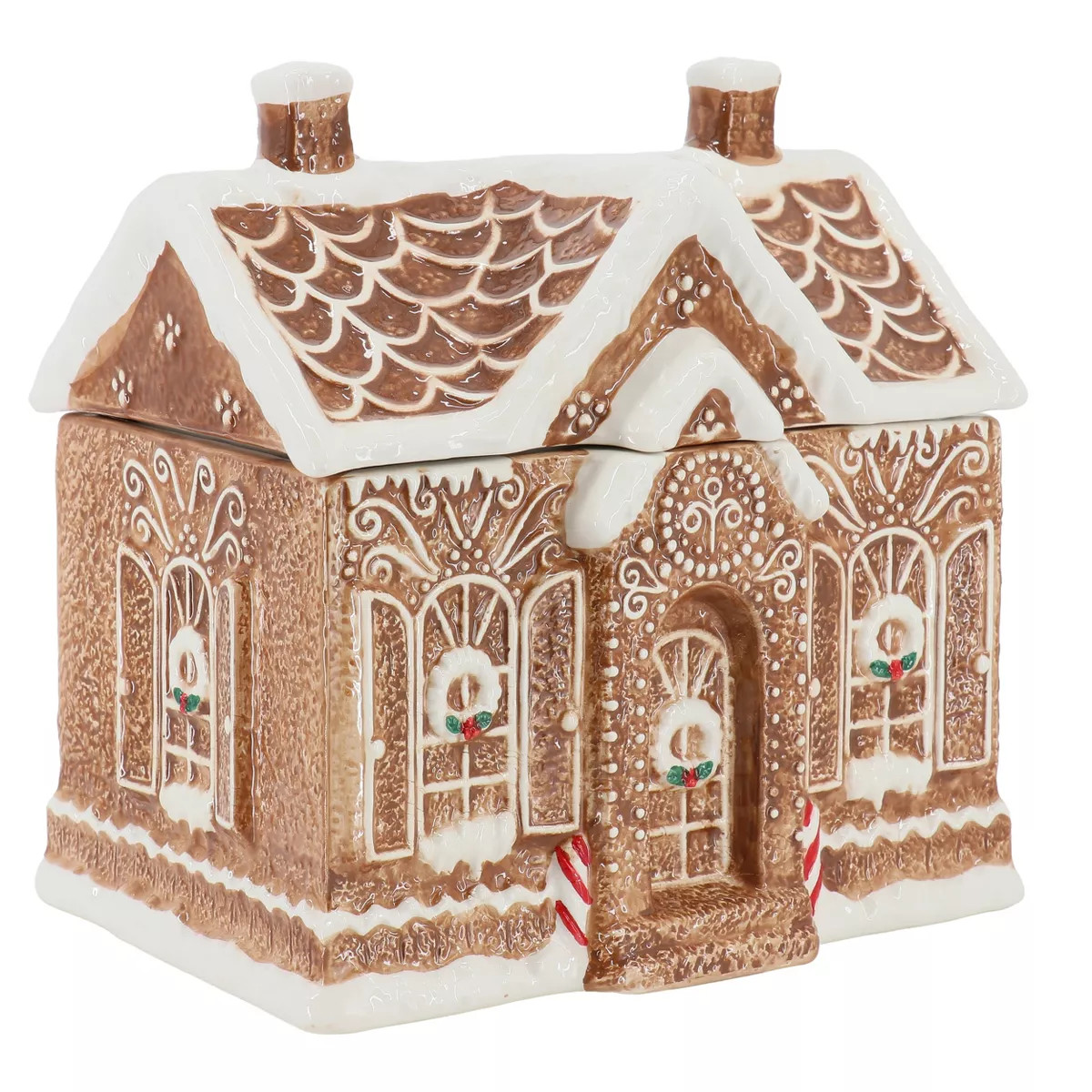 Martha Stewart 2 Piece Gingerbread Ceramic Cookie Jar with Lid in Brown | Target