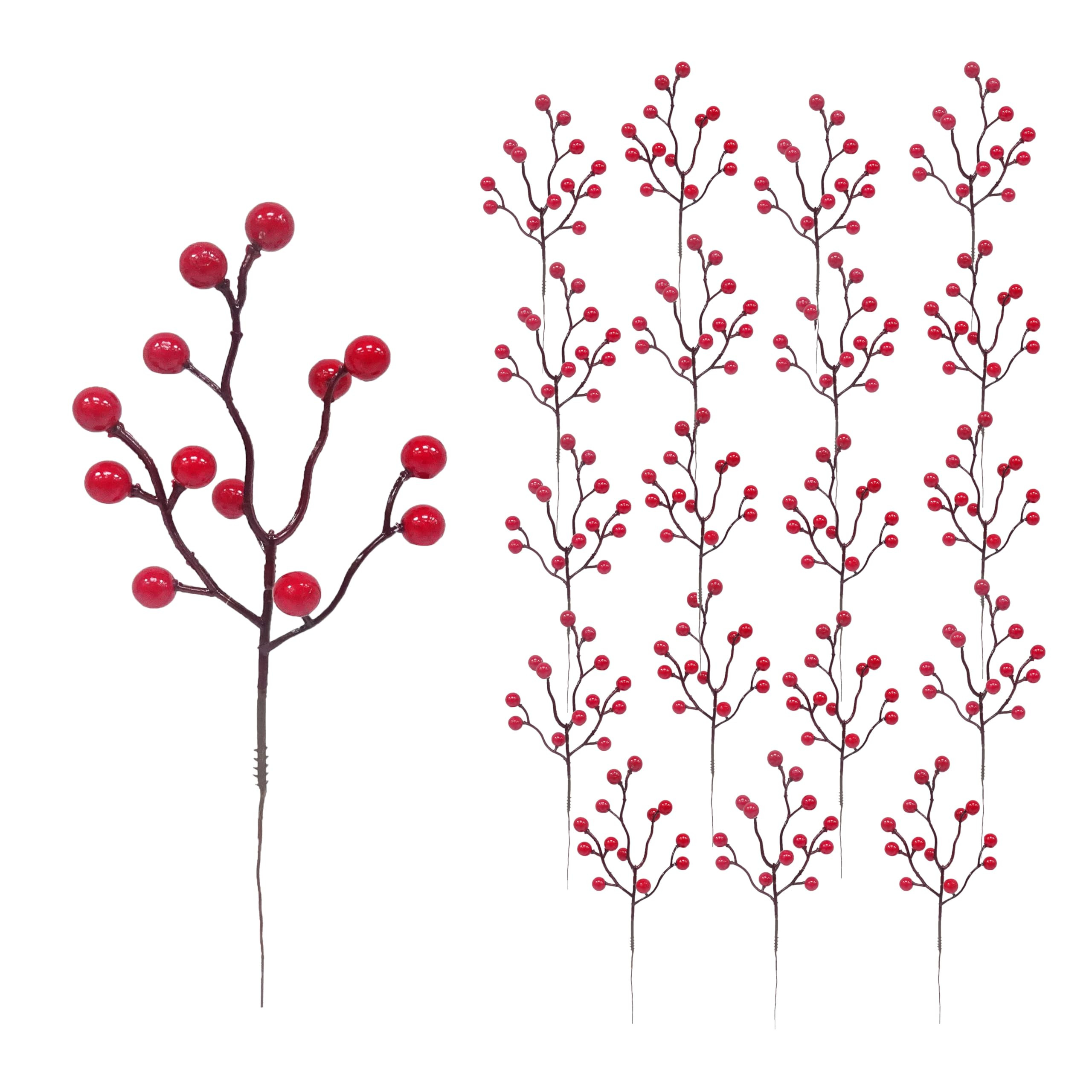 20 PCS Artificial Burgundy Red Berry Pick (@ 10.5" H) (w 1.5cm Berries) for Christmas DIY Decoration: Xmas Tree Wreath Garland Premade Centerpiece Gift Box or Spring Summer Chinese NY Shop Home Decor | Amazon (US)