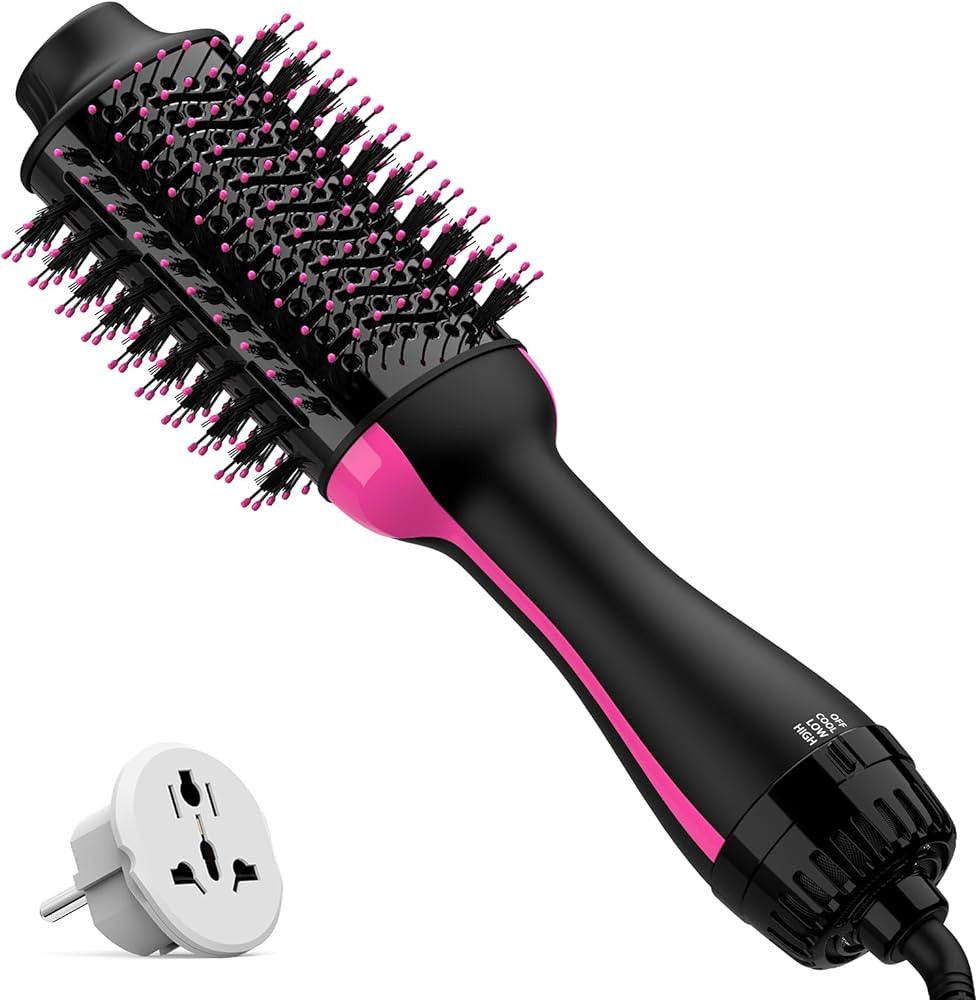 Dual Voltage Hair Dryer Brush with Negative Ion Anti-frizz Styler - Hot Air Volumizer for 110V-12... | Amazon (US)