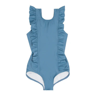 girls marine ruffle one piece | minnow