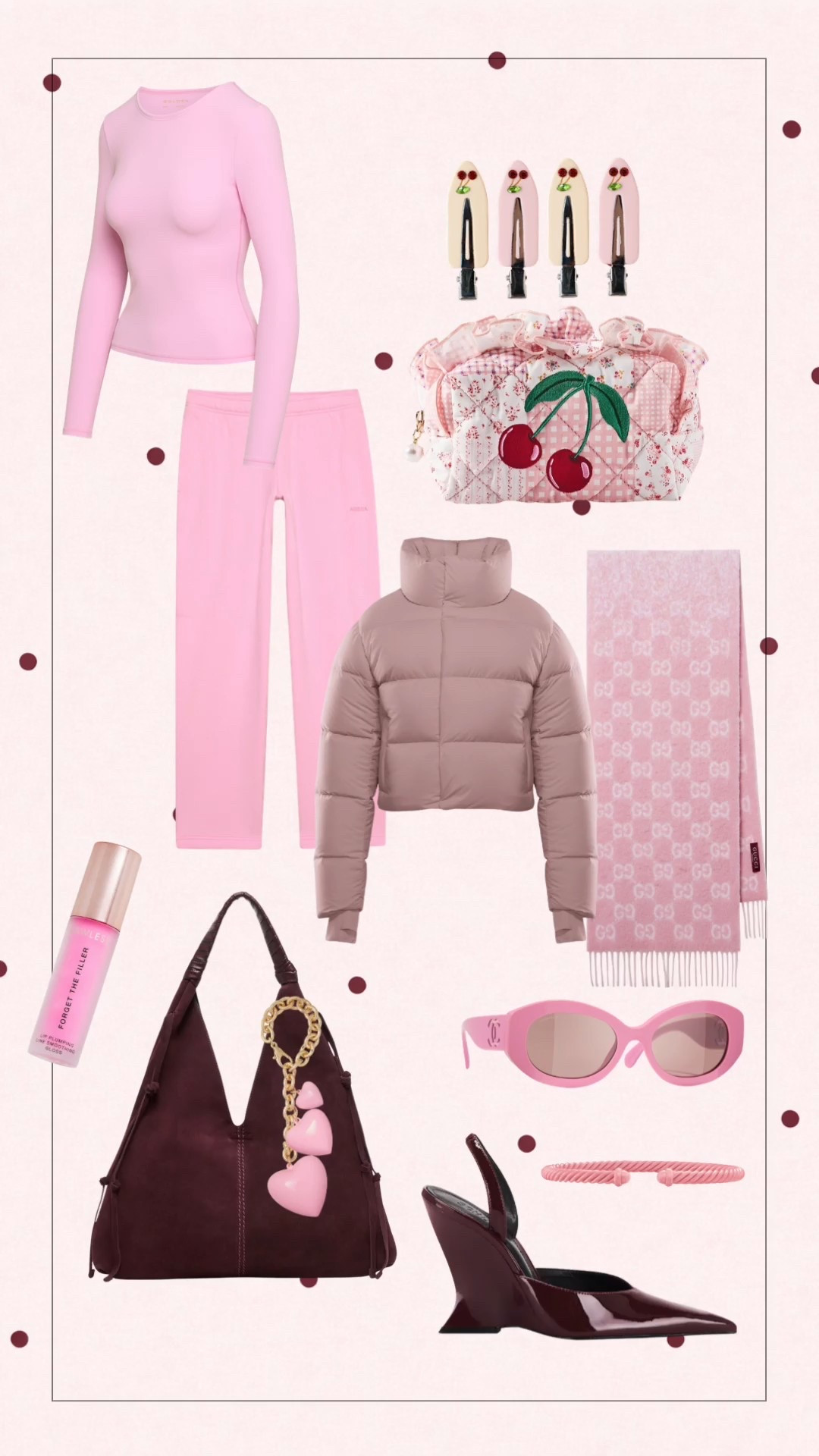 February favorites, pink outfit, active wear, @Aritzia , Gucci, tote, cosmetic bag, Gucci sunglasses, burgundy heels, Valentine's Day, Vday gifts, valentines 