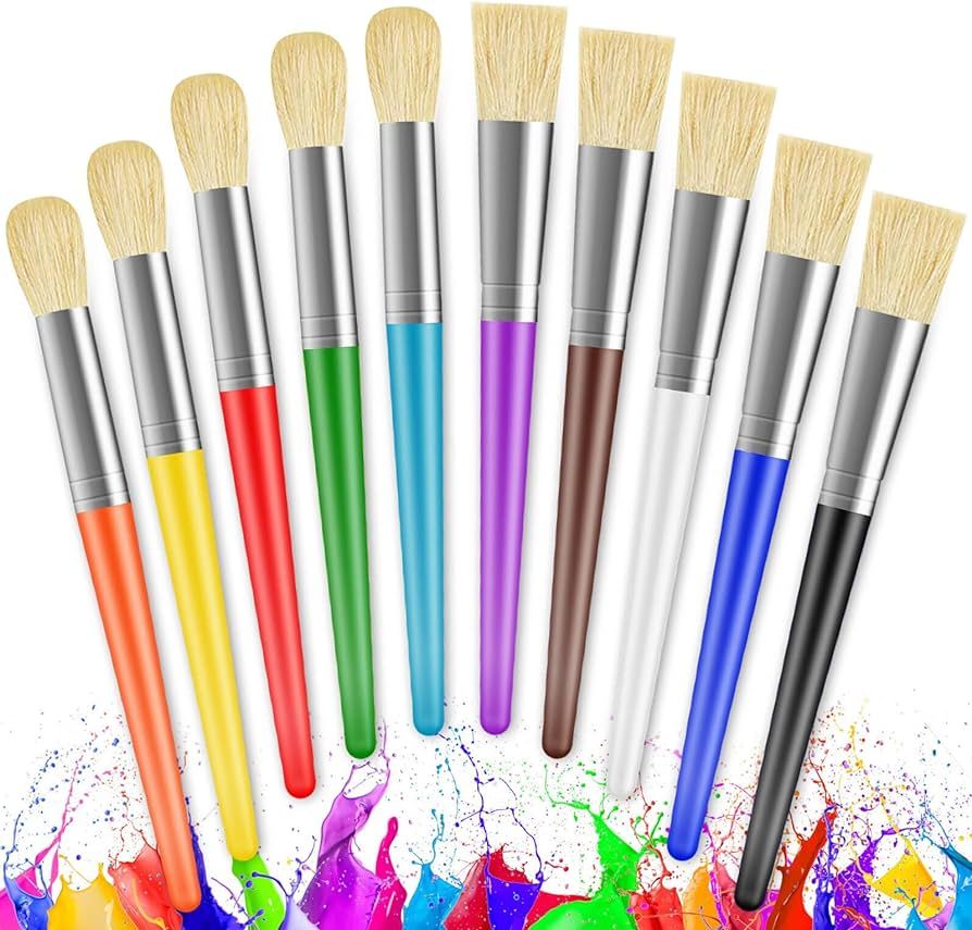 Paint Brushes for Kids, 10 Pcs Big Washable Chubby Toddler Paint Brushes, Easy to Clean & Grip Ro... | Amazon (US)