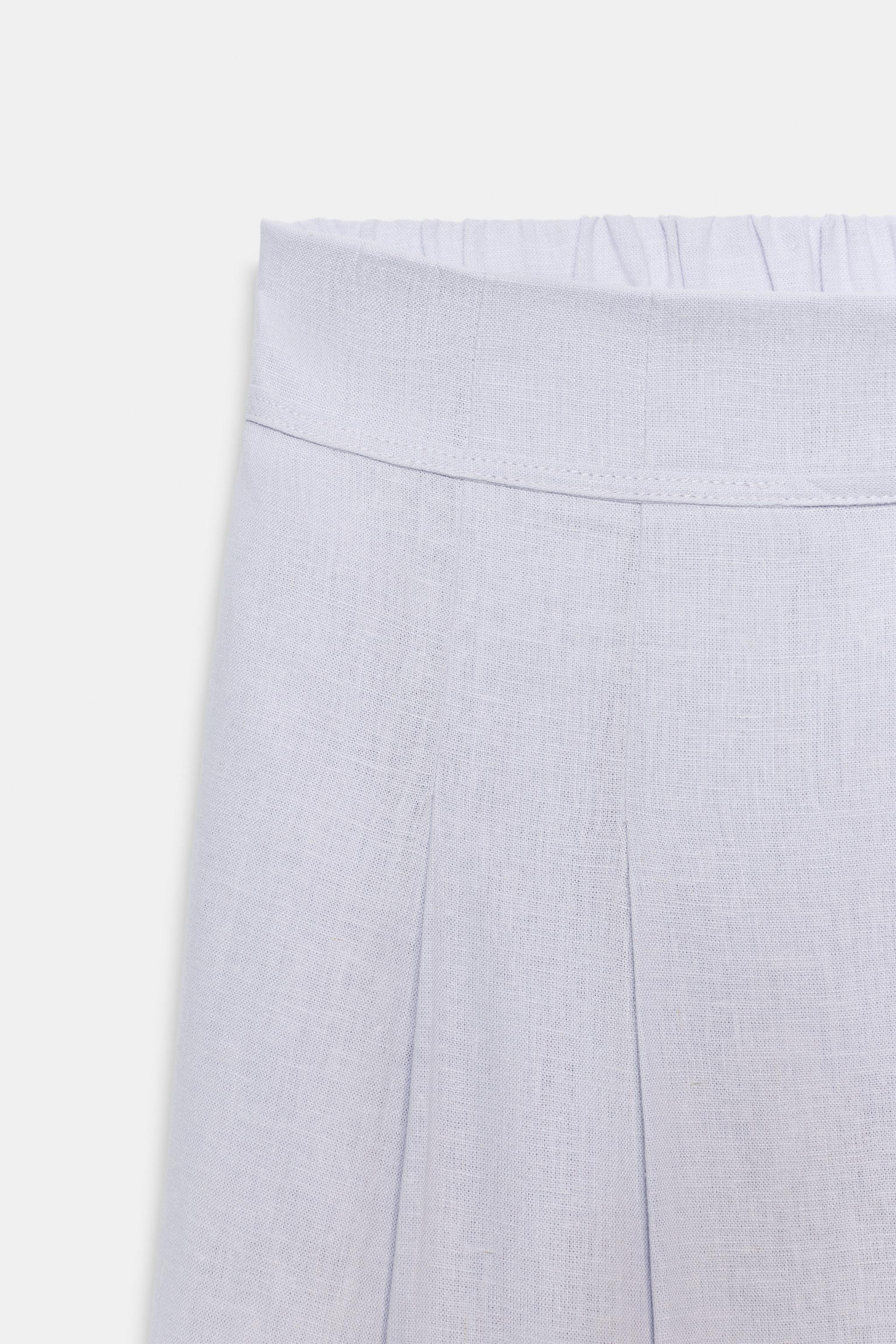 LINEN BLEND WIDE-LEG TROUSERS WITH PLEATS | Zara UK
