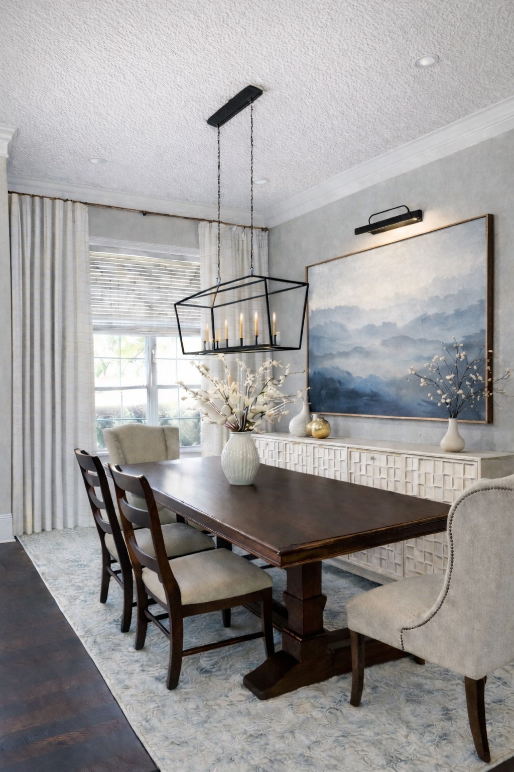 Dining Room Refresh 
(use 2 buffet cabinets to create the larger designer look)