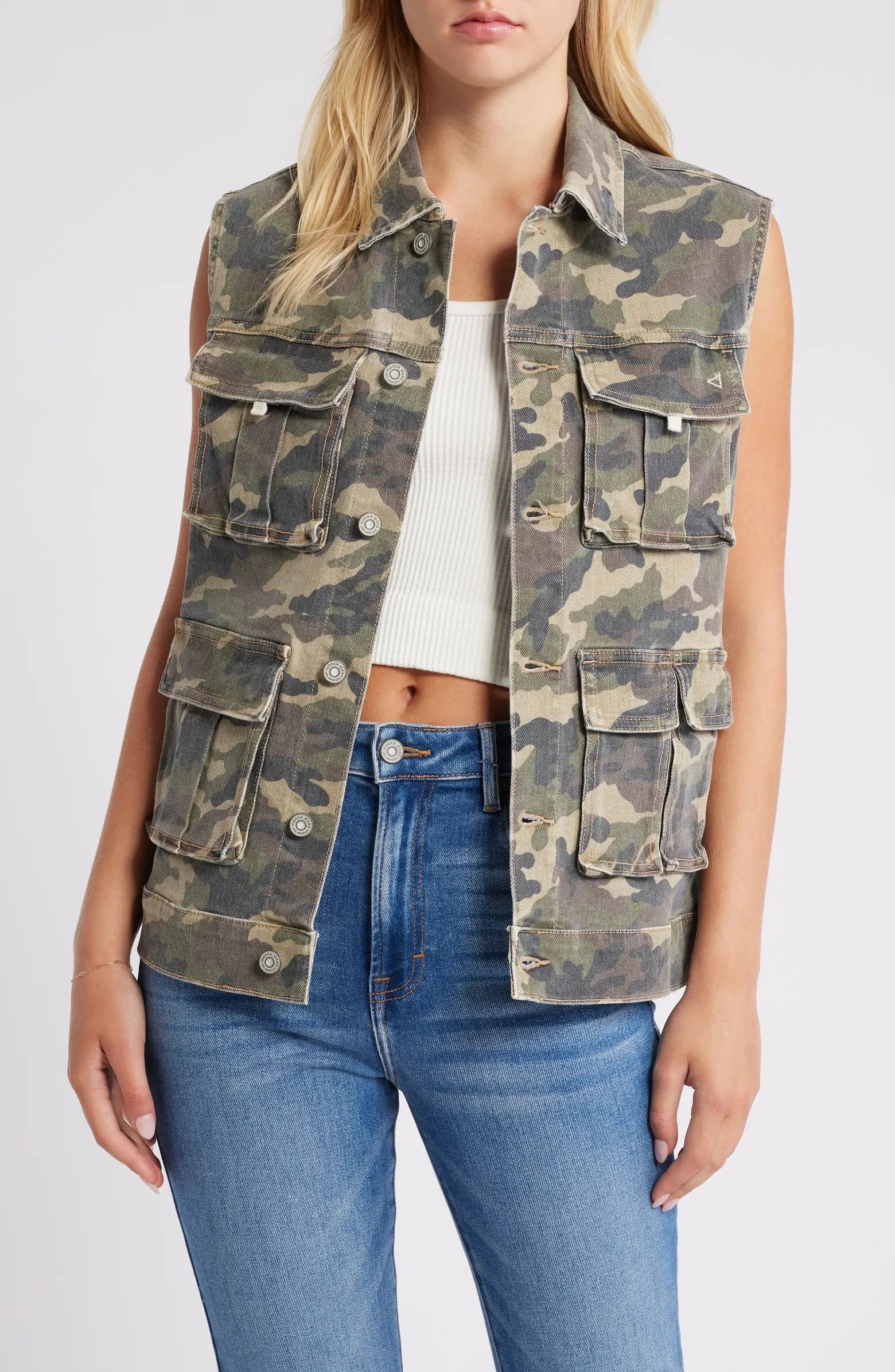 HIDDEN JEANS Camo Print Oversize Cargo Vest | Nordstrom | Nordstrom