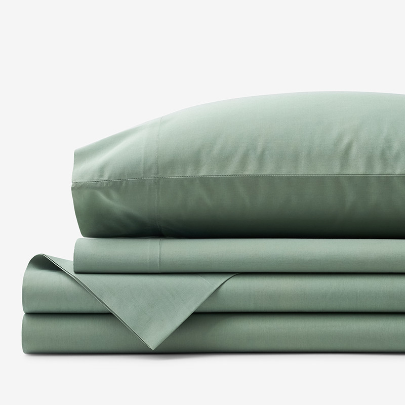 Classic Cool Cotton Percale Bed Sheet Set - Green, Size Twin | The Company Store | The Company Store
