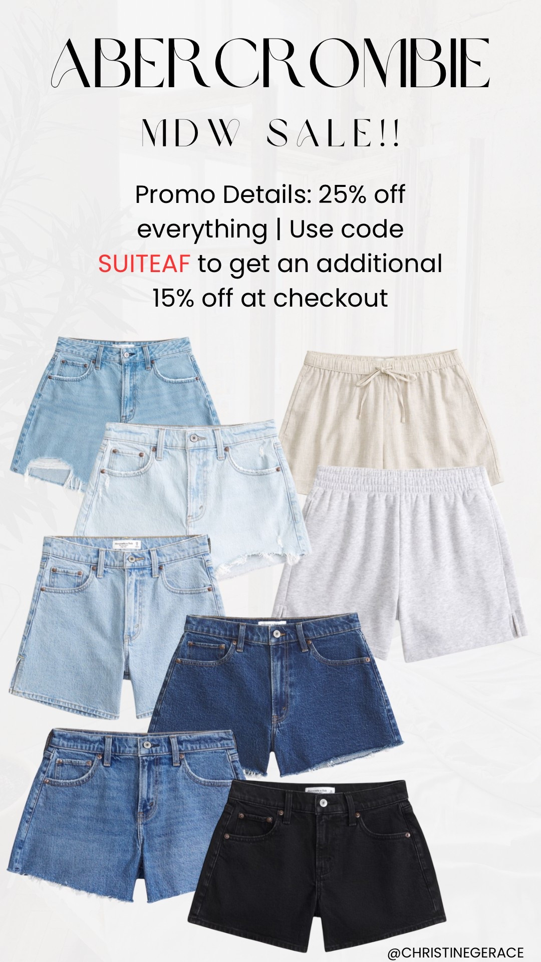 • Promo Dates: Wednesday, 5/21 - Monday, 5/26
• Promo Details: 25% off everything excluding clearance and gift cards ⬇️⬇️

Use code SUITEAF to get an additional 15% off at checkout from 5/21/25-5/26/25


@abercrombie #AbercrombiePartner #AbercrombieSale #KickoffToSummer