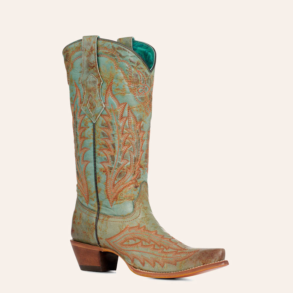Corral Women's Marbled Turquoise & Rust Stitched Snip Toe Cowboy Boots | Cavender's