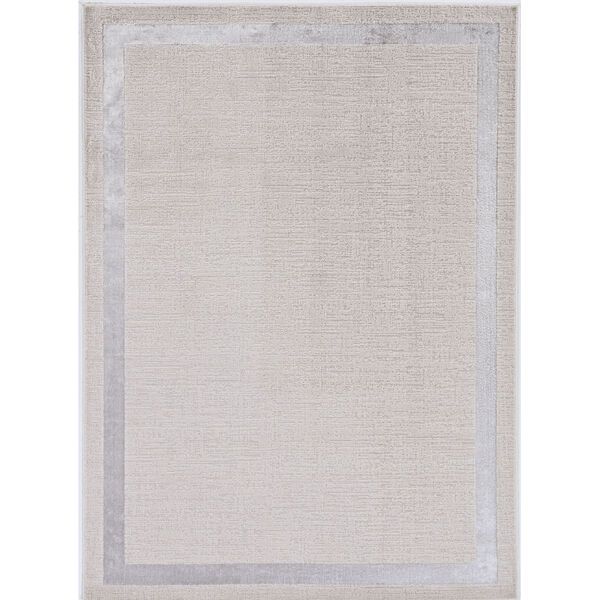 Luna Border Ivory and Silver Rectangular: 9 Ft. 10 In. x 13 Ft. 2 In. Area Rug | Bellacor