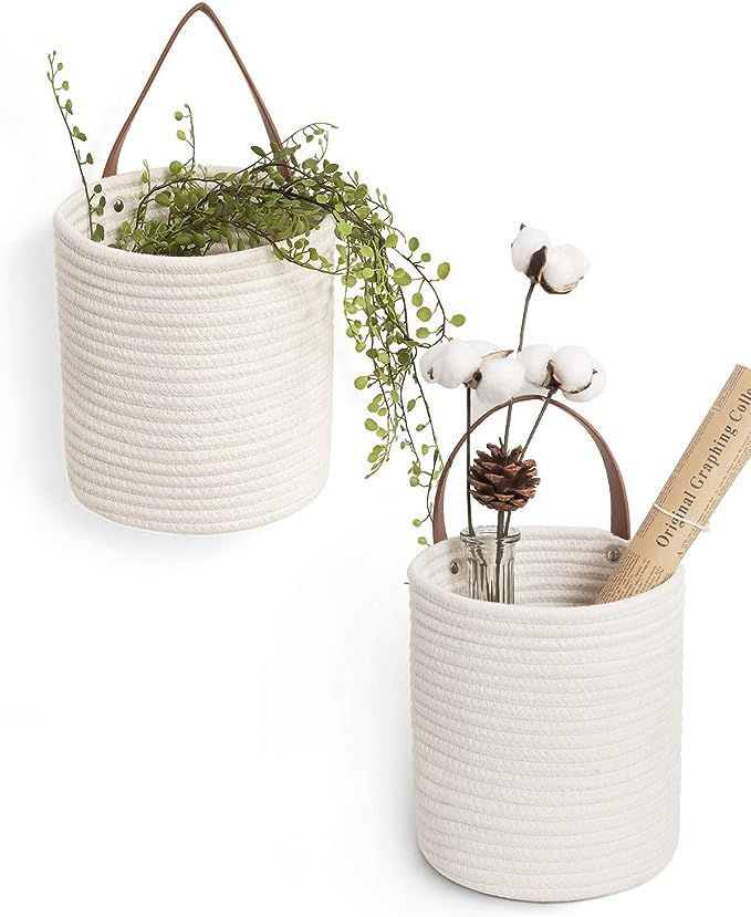 Goodpick 2pack Rope Hanging Basket - Small Round Hanging Basket Storage for Key, Sunglasses, Wall... | Amazon (US)