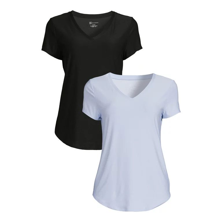 No Boundaries Juniors' Brushed V-Neck T-Shirt with Short Sleeves, 2-Pack, Sizes XS-XXXL | Walmart (US)