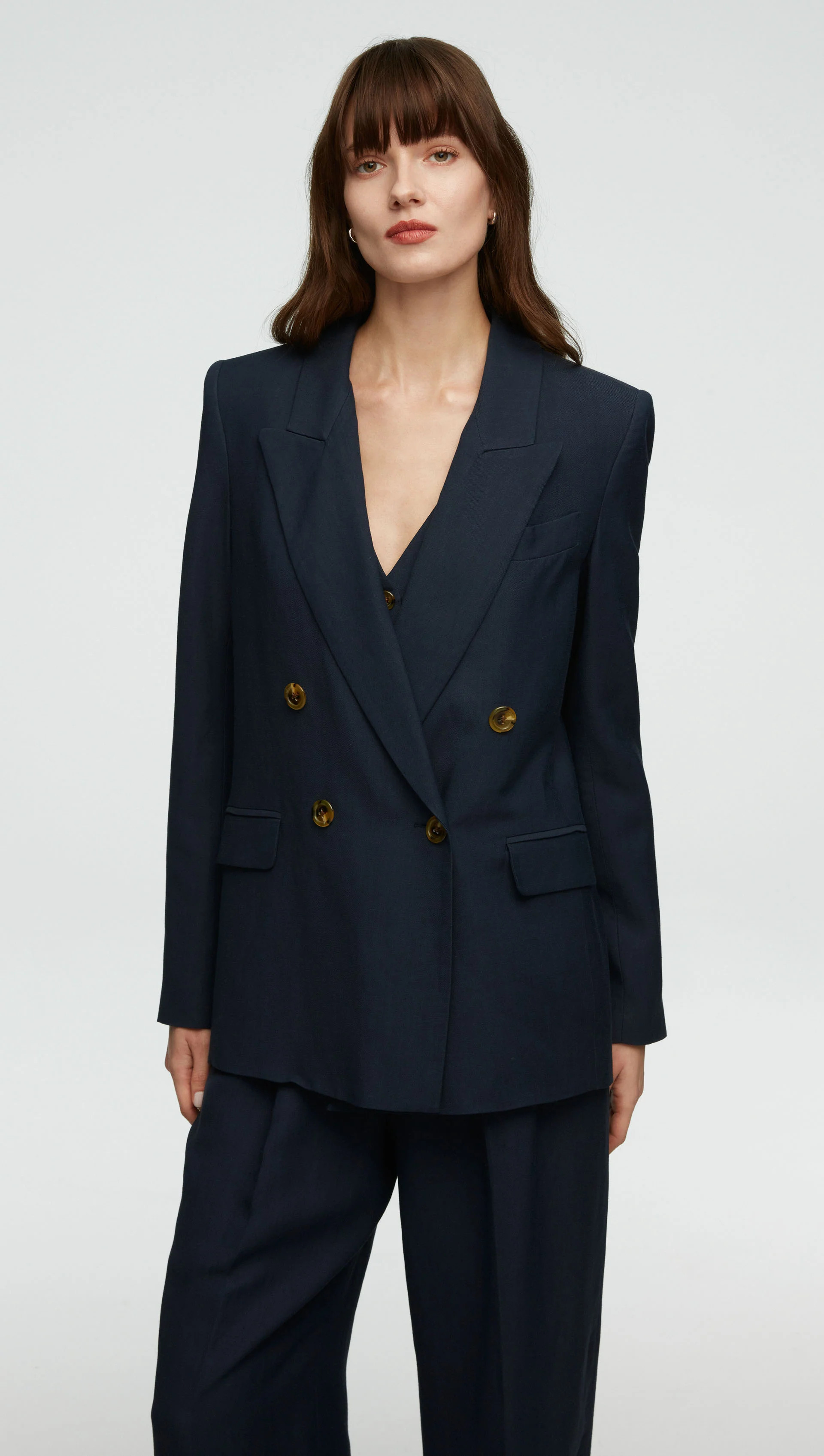 Peak Lapel Blazer in Viscose Linen Twill | Women's Blazers | Argent | Argent