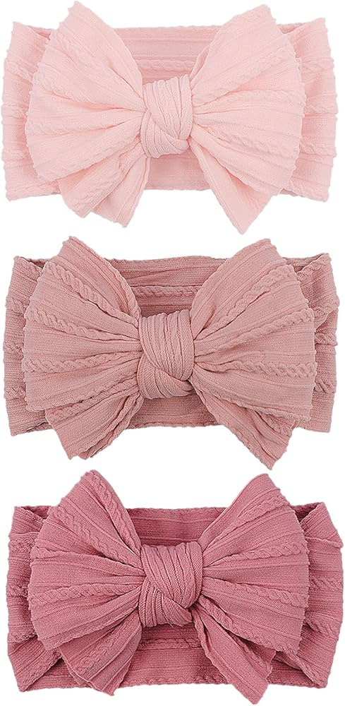 LemonSpace Handmade Baby Girls Headbands Soft Stretchy Nylon Hair Bands Hair Accessories Bows for... | Amazon (US)