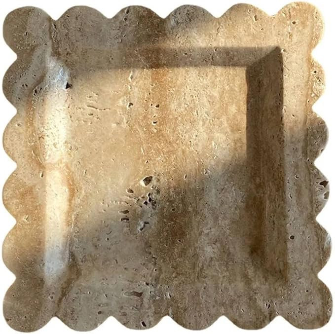 Travertine Scalloped Decorative Tray | Amazon (US)
