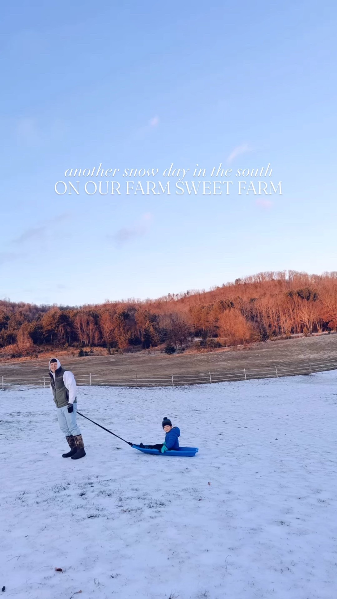 This snowy ❄️ farm full of pastures 🌾, trees upon trees 🌳🪵, and the most stunning mountain view ⛰️ right in our backyard 🏡 is what snow day ❄️🛷🌨️🌲 dreams are made of y’all!! 💭🧺☃️✨ #snowdaydreams #snowdayround2 #firstsnowonthefarm 

We woke up to the most beautiful soft sunrise 🌅 over the blanket of white 🤍 on the farm 🌲 this morning and it totally took my breath away! ✨ We were so excited and thankful for another day hunkered down 🕯️ home sweet home 🏡 with our boys 👶🏼🩵 to make even more snowy day ❄️🛷 memories as a family (and yay for #snowdayround3 tomorrow 🥳)!!! 🥰 I’ll never get over the beauty of this magical place - just unreal y’all… !! 🤍 And this morning coffee ☕️ view of Sweet Baby Levi Rhett snuggling Red 🐶 has my heart!! 👶🏼🐾🪟

And then we were off to get everyone bundled up 🧣 for some more snow fun 🤩 ahead - alllll the sledding and roaming the farm galore!! 🛷🌲🌨️ And nothing says a southern snow day ❄️🌨️ more than the view of  all the tiny gloves 🧤, hats 🧢, and boots 🥾 drying off in front of the fireplace 🔥 - the sweetest sight!! 🤭🥰🫶🏽

Also, we made homemade sourdough pizza 🍕 tonight for the first time 🫶🏽 and it turned out really good!! 😋And then ended the most perfect snow day round 2 with some more ice ❄️ sledding 🛷 at sunset 🌅 to close out the evening 🌄  with my littlest baby bear 🐻‍❄️ on my chest!! 🤱 It just truly doesn’t get better than this y’all - our very own 12 acre winter wonderland on our farm sweet farm… Thank you, Jesus!! 🚜🫶🏽🌲🌨️ #heavenonearth

#LTKHome #LTKmomlife #LTKKids