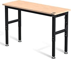WORKPRO 60" Adjustable Workbench, Rubber Wood Top Heavy-Duty Workstation, 2000 LBS Load Capacity ... | Amazon (US)
