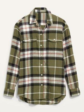 Oversized Plaid Flannel Boyfriend Tunic Shirt for Women | Old Navy (CA)