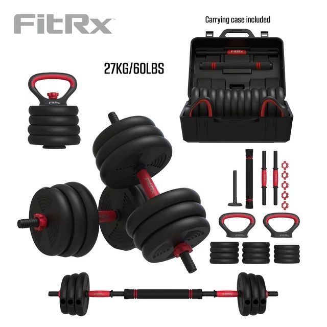 FitRx SmartBell Gym, 60 lbs. 4-in-1 Adjustable Interchangeable Dumbbell, Barbell, and Kettlebell ... | Walmart (US)