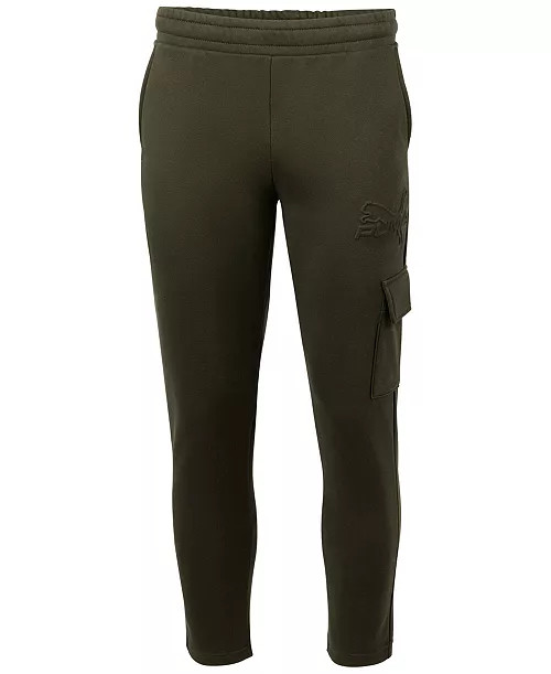 Men's Regular-Fit Logo Embossed Fleece Cargo Pants | Macy's