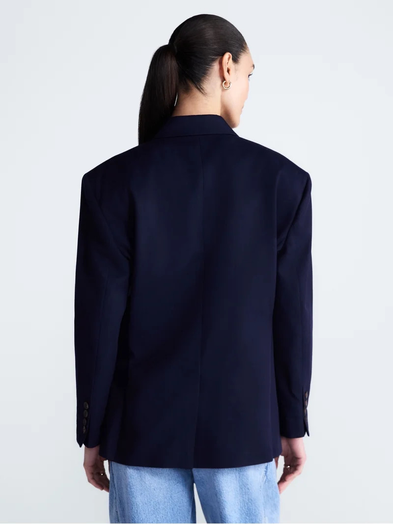 Free Assembly Women's and Women's Plus Embellished Wool Blend Boxy Blazer, Sizes XS-4X | Walmart (US)