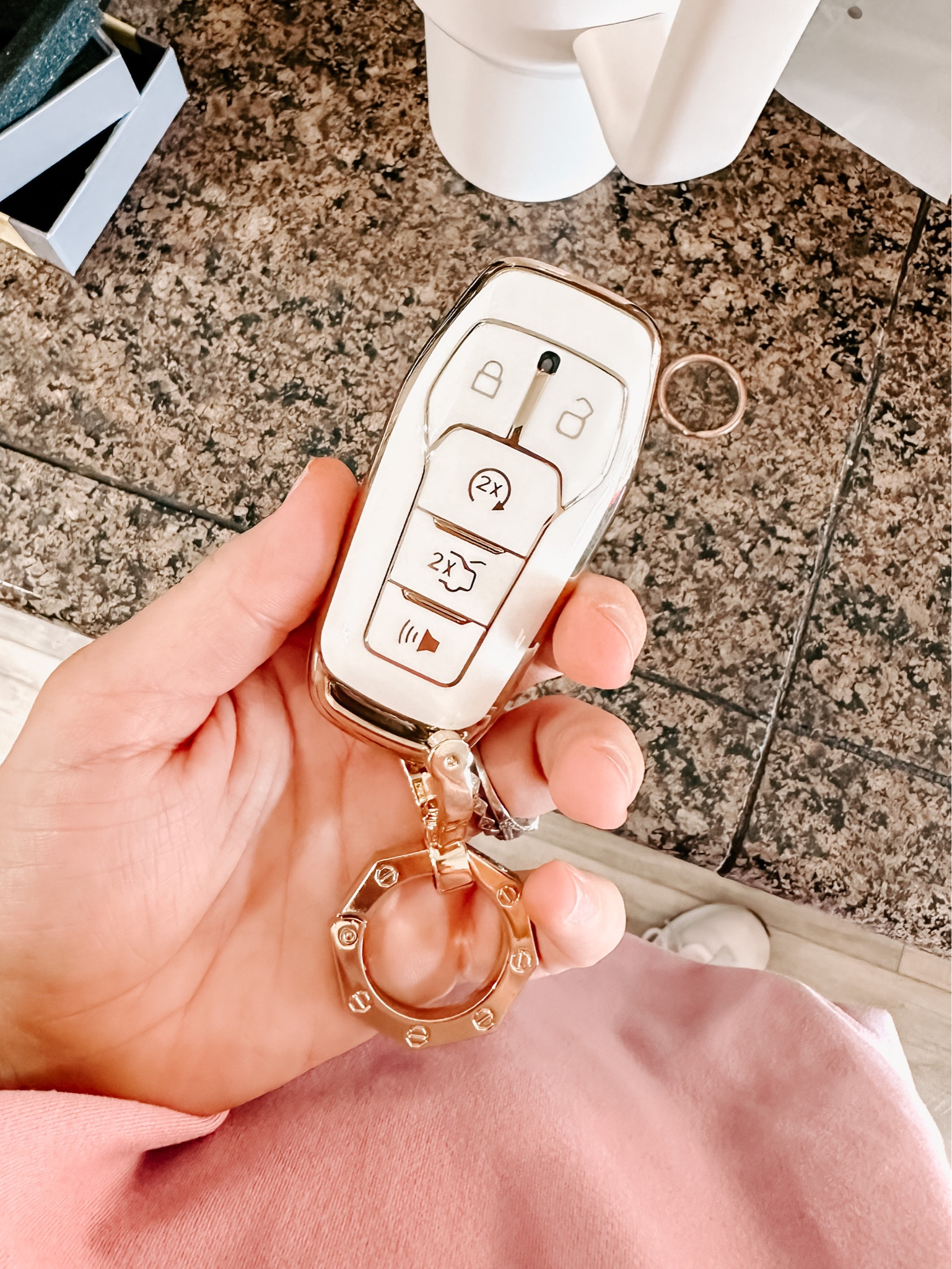 White and gold key fob cover! 

#LTKhome #LTKsalealert #LTKtravel
