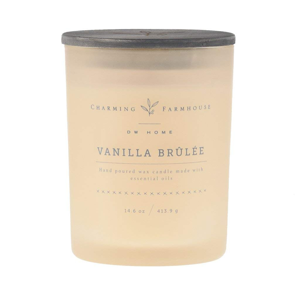 DW Home Charming Farmhouse Collection Vanilla Brulee Scented 2 Wick Candle Topped with a Rustic W... | Amazon (US)