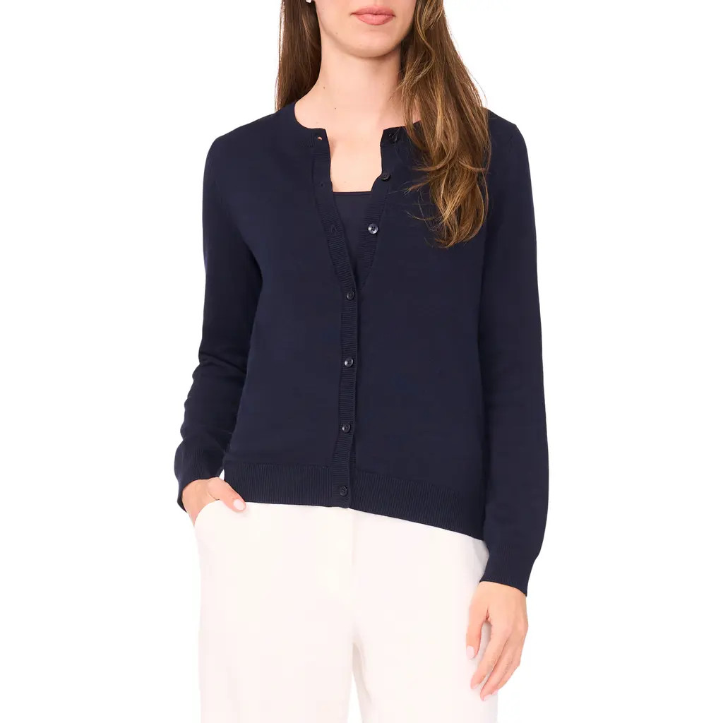 Halogen® Crewneck Cardigan in Navy Depths at Nordstrom Rack, Size Small | Nordstrom Rack