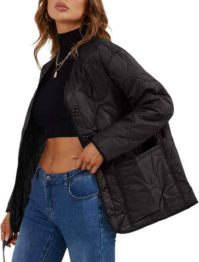 Bellivera Women Quilted Lightweight Coat Puffer Padded Spring Short Button Jacket | Amazon (US)