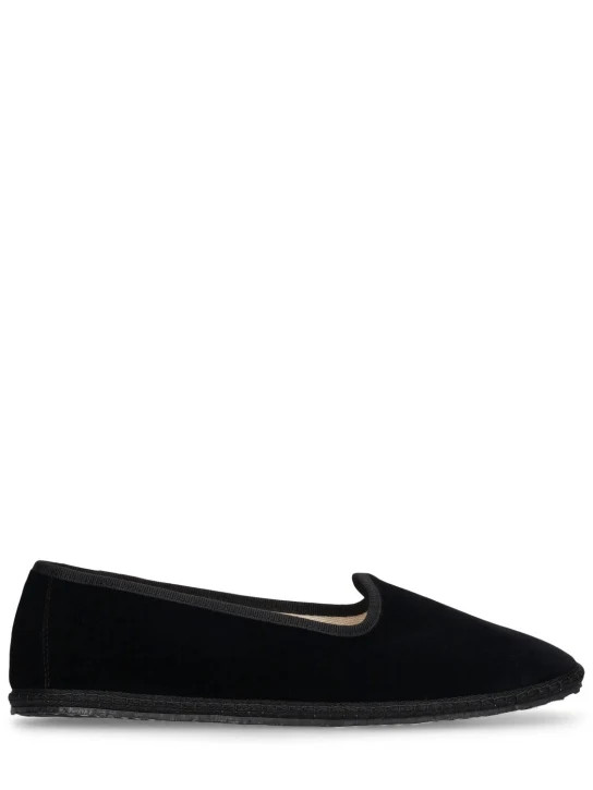 10mm hohe Loafer aus Samt mit Druck „Nero“ | Luisaviaroma