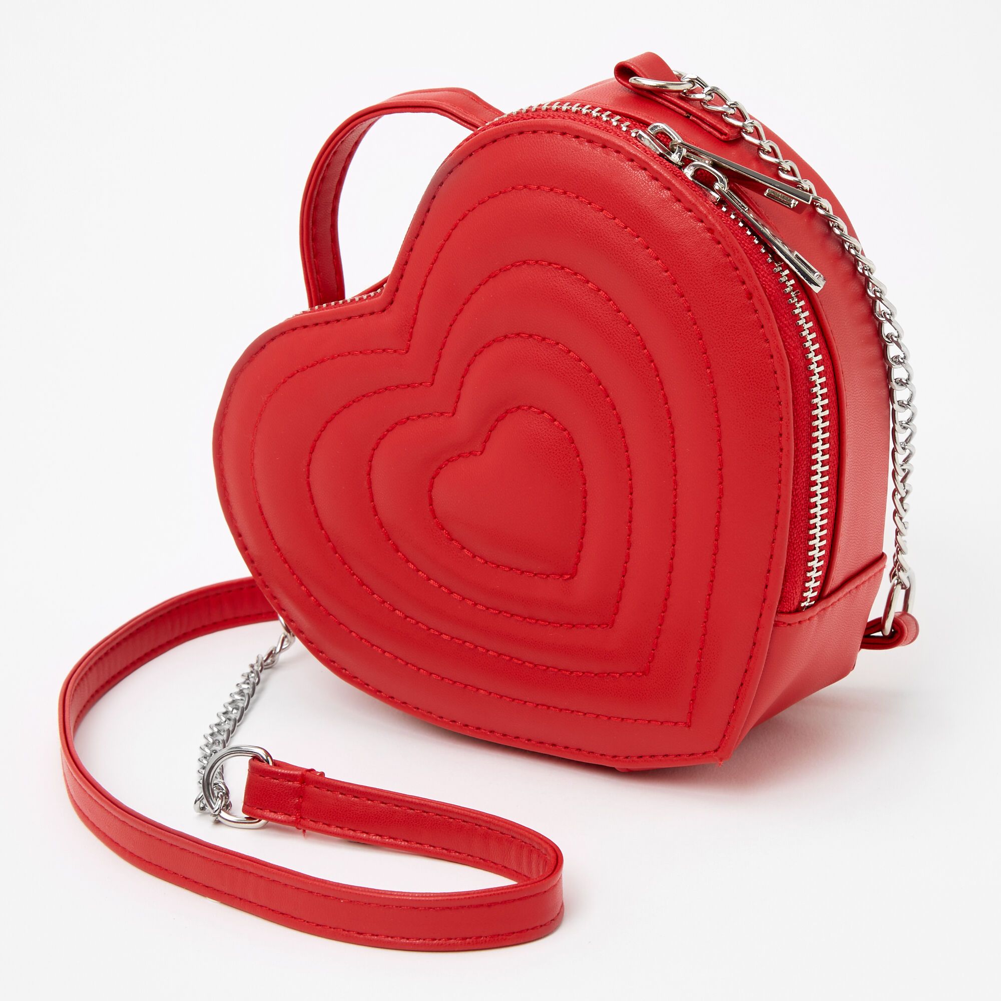 Quilted Heart Crossbody Bag - Red | Claire's (US)