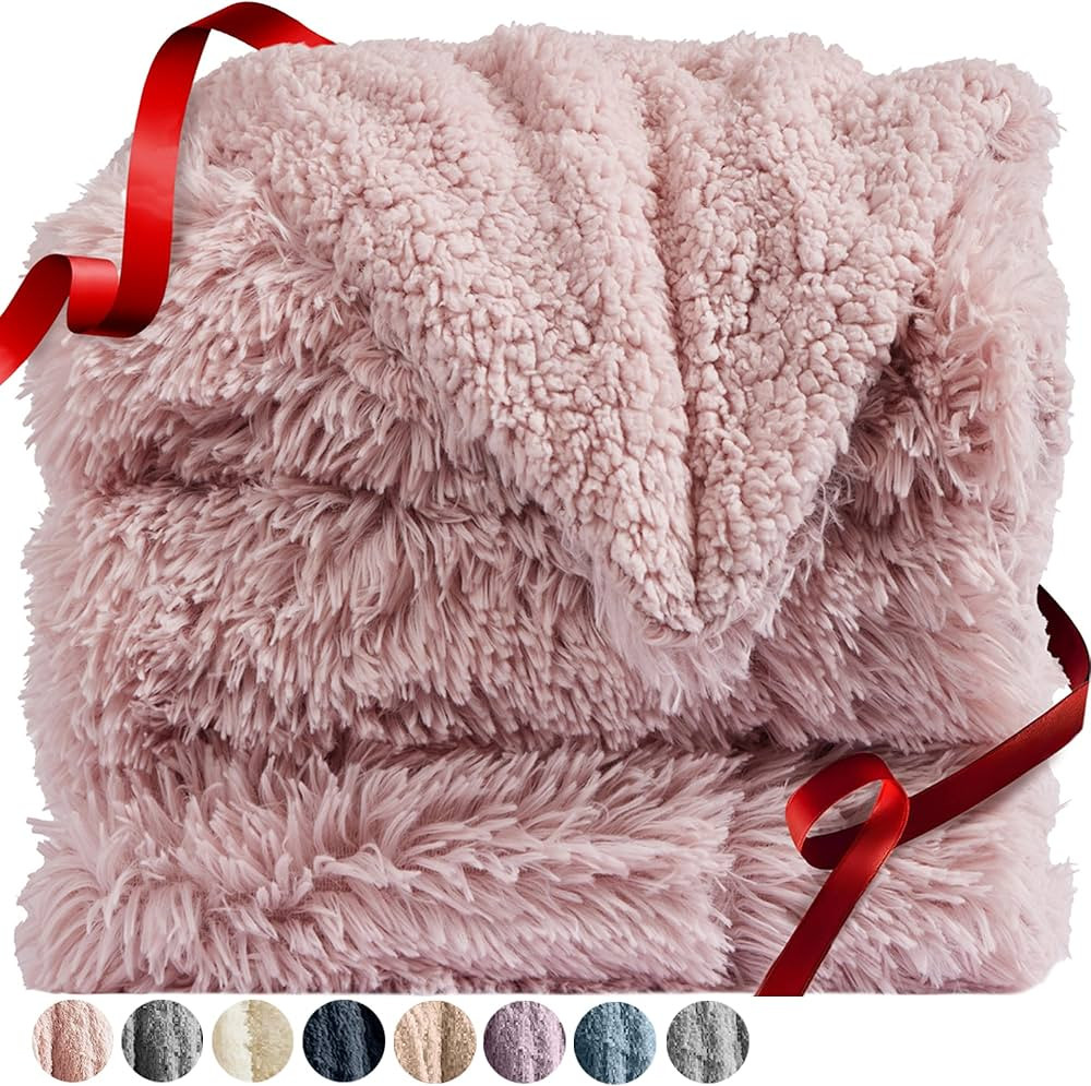 The Connecticut Home Co Throw Blanket for Couch, Soft Luxury Home Decor Shag and Sherpa, Cozy War... | Amazon (US)