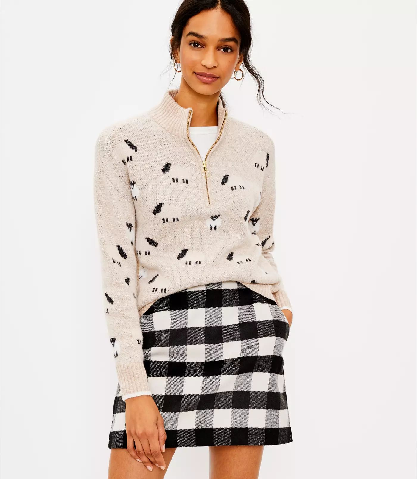 Sheep Zip Sweater | LOFT