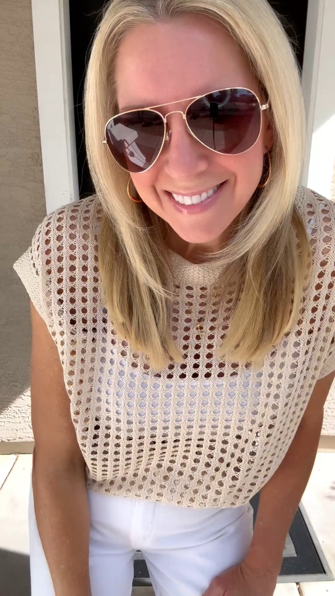 One crochet top…two completely different looks! I’m wearing one to work and the other for an outing my son tonight…love the versatility of this perfect spring top gifted by @genleck!

Wearing my usual size S top and camis, 4/27 shorts and jeans, and 7 sandals. 