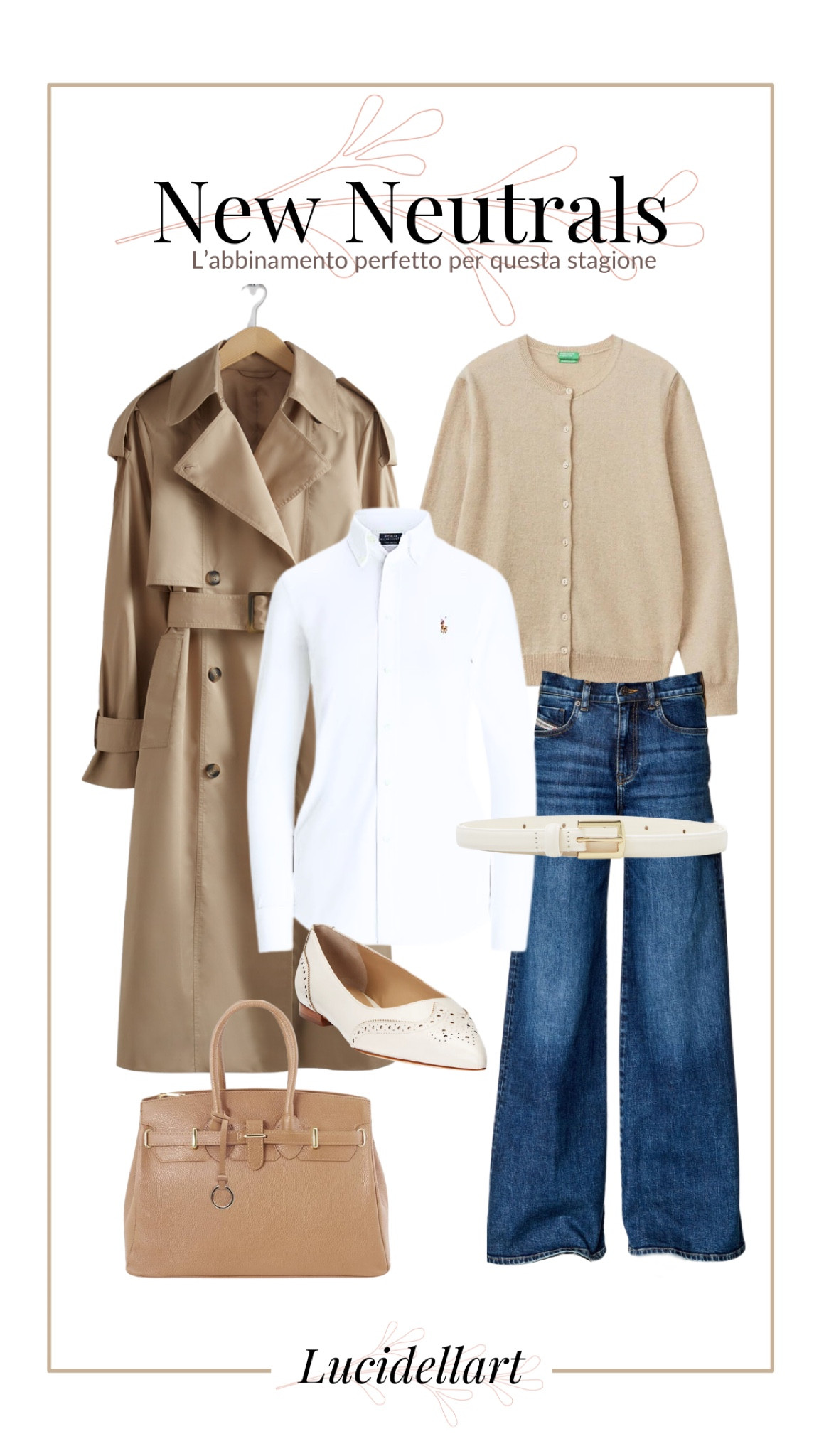 New meutrals outfit jeans wide leg look primavera minimal chic trench white shirt style tips colori neutro 
Minimale e di qualità 

#LTKstyletip #LTKitalia #LTKover50style
