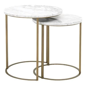 Star International Furniture Traditions Marble Nesting Accent Table - White/Gold | Cymax
