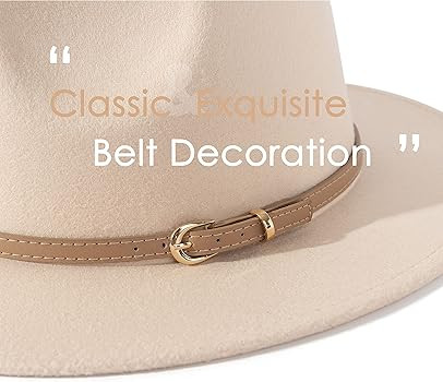 Lisianthus Women Classic Felt Fedora Wide Brim Hat with Belt Buckle | Amazon (US)