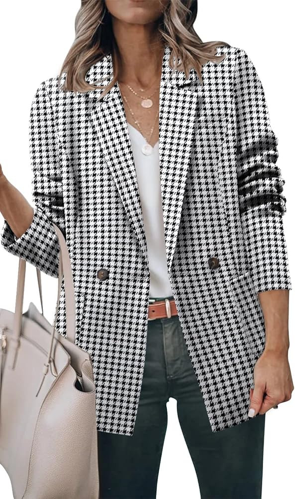 CHICZONE Womens Casual Blazer Long Sleeve Open Front Lapel Button Work Office Pinstripe Blazer Jacke | Amazon (US)