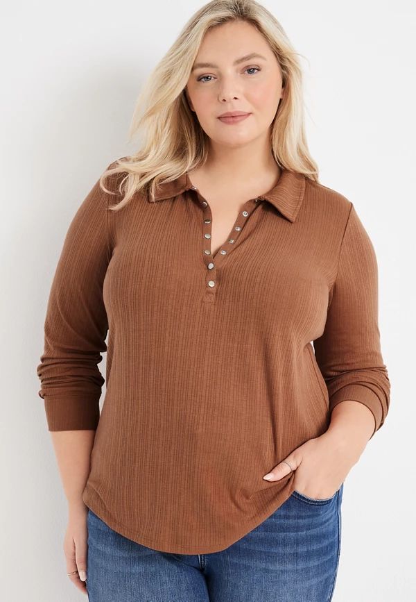 Plus Size Heartland Henley Top | Maurices