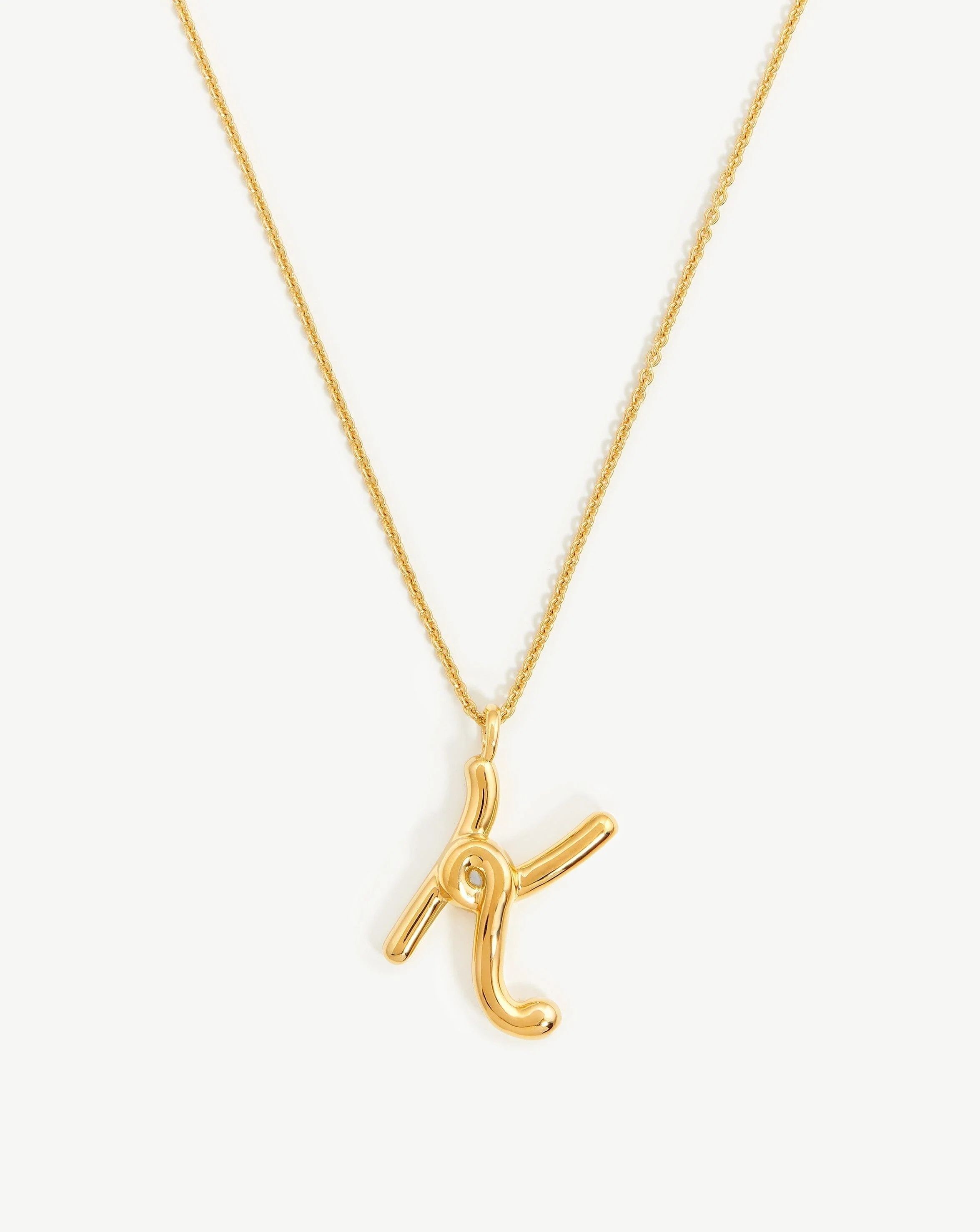 Curly Molten Initial Pendant Necklace - Initial K | 18ct Gold Plated V | Missoma