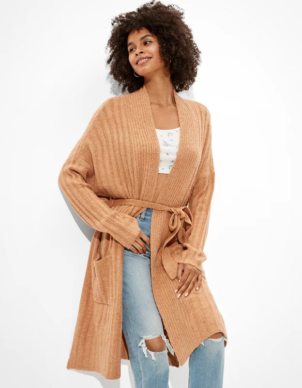 AE Oversized Dreamspun Belted Cardigan | American Eagle Outfitters (US & CA)