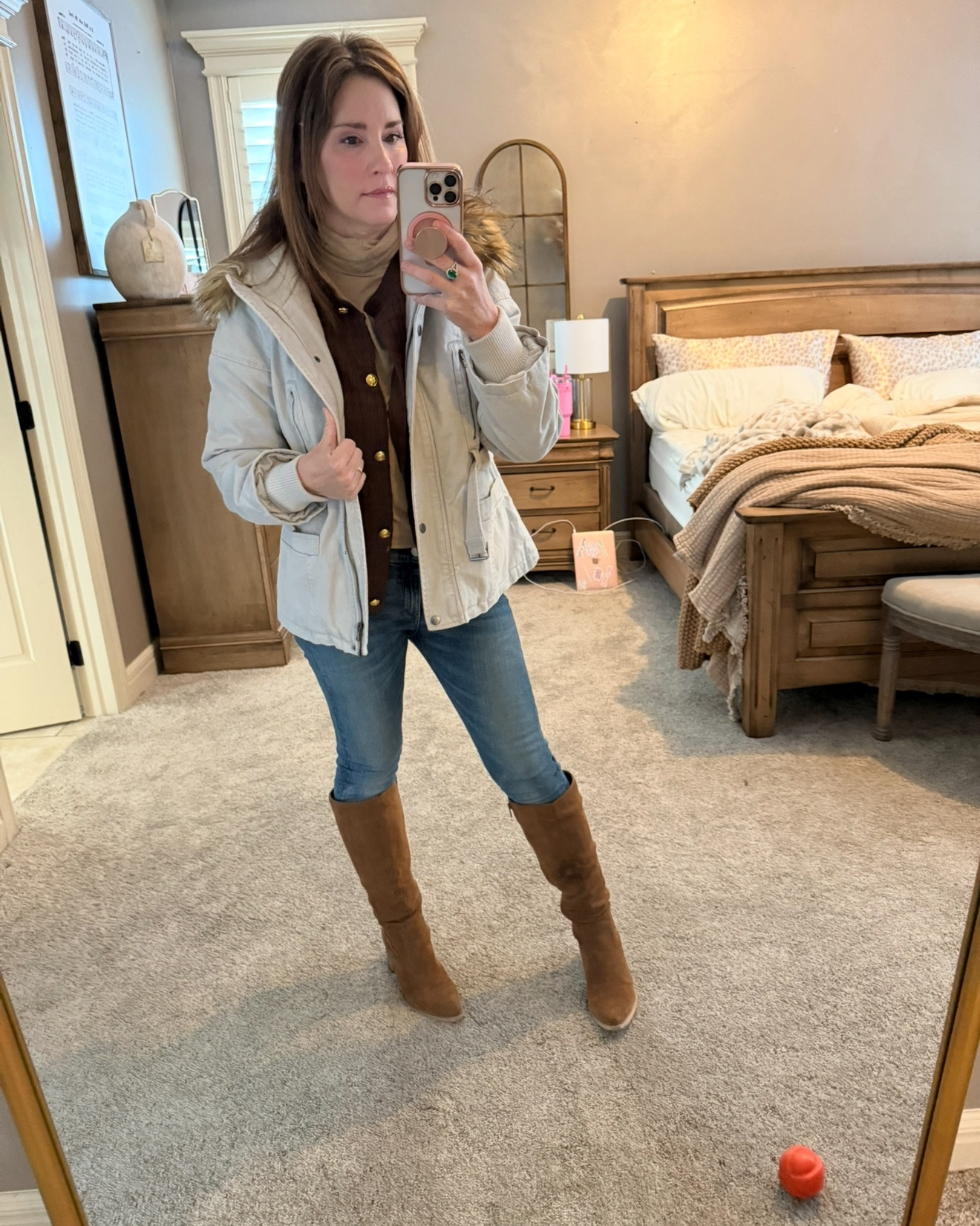 Love this cute flattering coat with fur hood. It’s even on sale! 
Wearing a Small 

Urban Outfitters Crazy Busy Mama 

#LTKStyleTip #LTKSaleAlert #LTKFindsUnder50