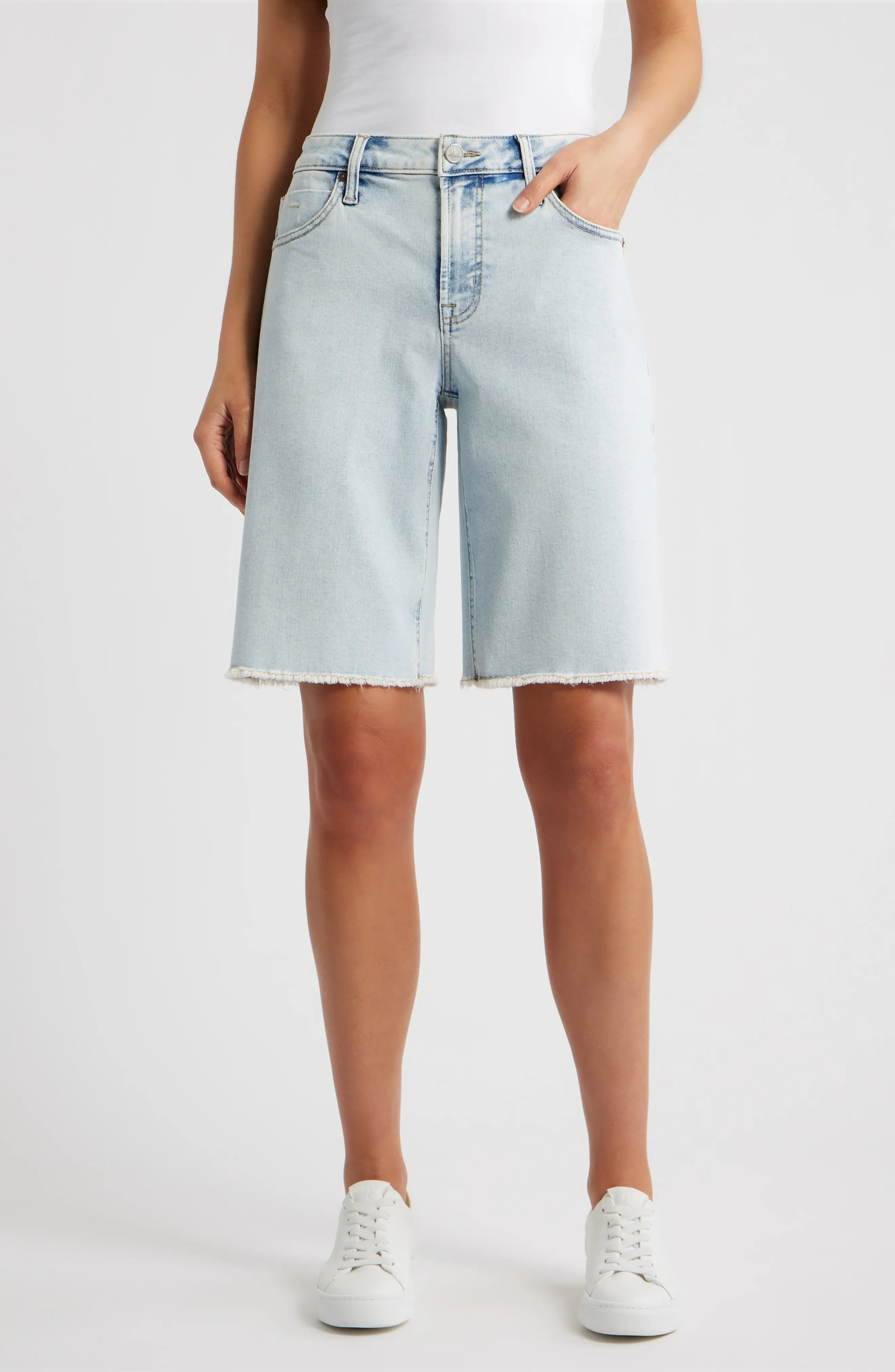 Frayed Denim Bermuda Shorts (Women) | Nordstrom | Nordstrom