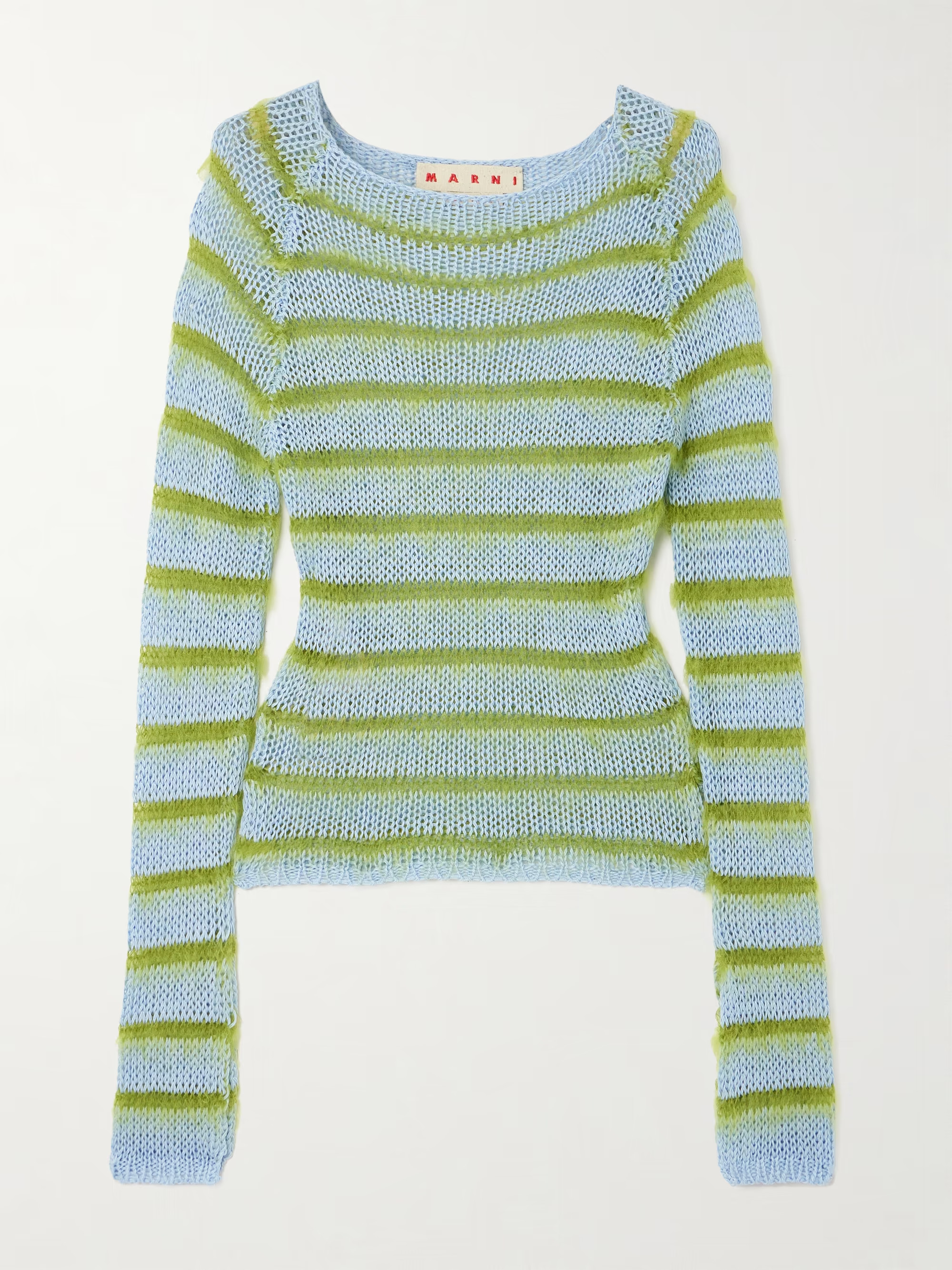 Striped cotton and brushed mohair-blend sweater | NET-A-PORTER (US)