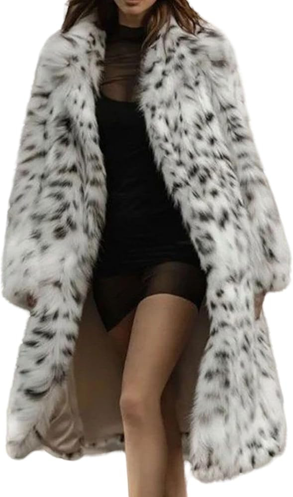 loveimgs Women Winter Fuzzy Long Faux Fur Coat Jacket Leopard Fluffy Cheetah Print Jacket Warm Ma... | Amazon (US)