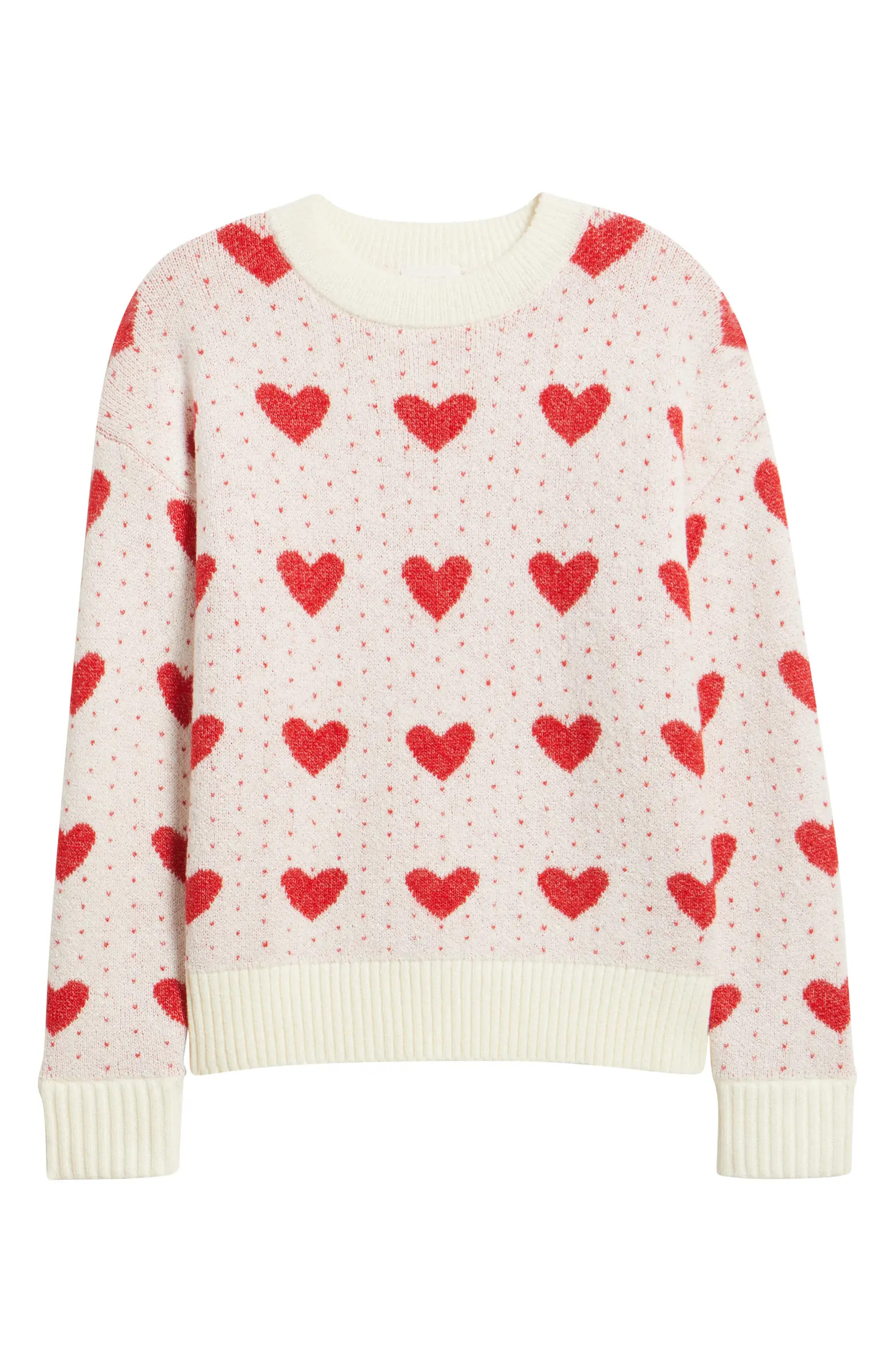 Jacquard Heart Crewneck Sweater | Nordstrom