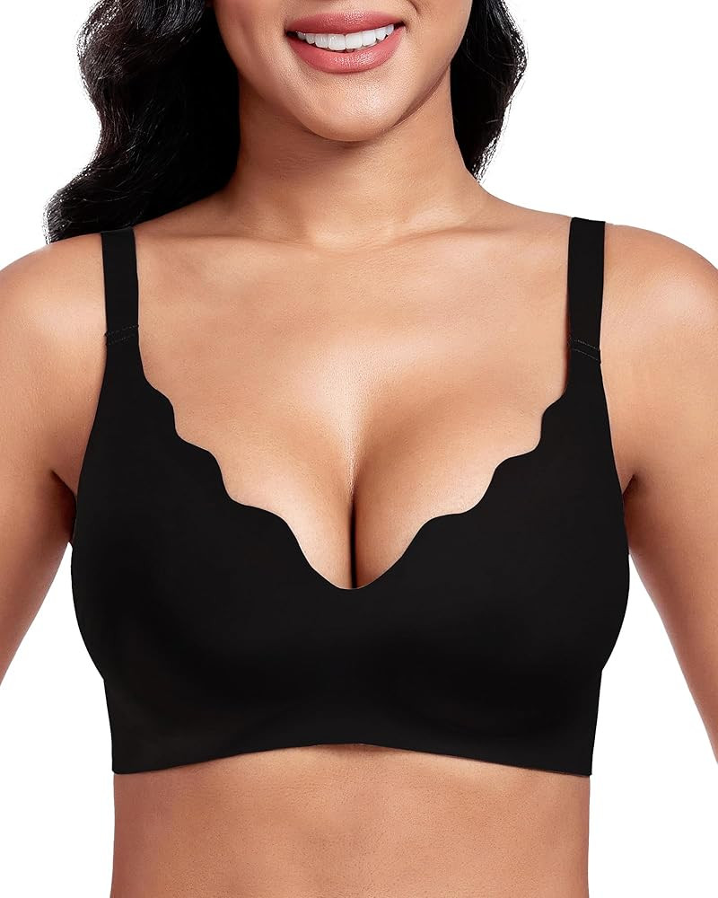 Vinfact Women's Bras Plunge V Floral Non Wired Push up Padded Comfort Everyday Bra | Amazon (UK)